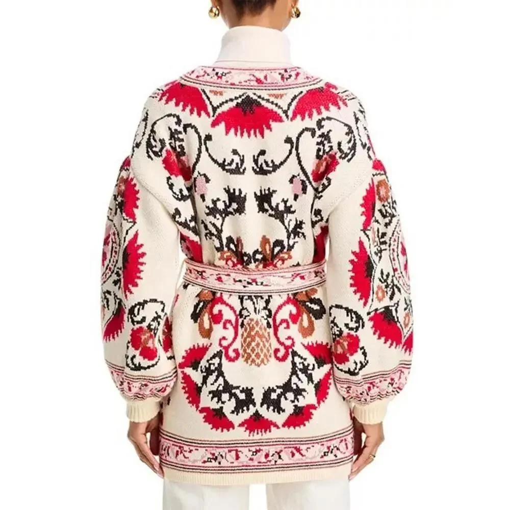 SOLD Farm Rio Cashew Mandala Ties Waist Cardigan Sweater Women's Multicolor - Picture 2 of 5